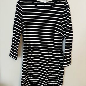 Old Navy Black and White Sheath Dress Long Sleeve Crew Neck large